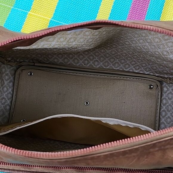 Samsonite Brown Carry On Luggage Travel Distressed Leather Sturdy Zip Adjustable - Picture 12 of 13